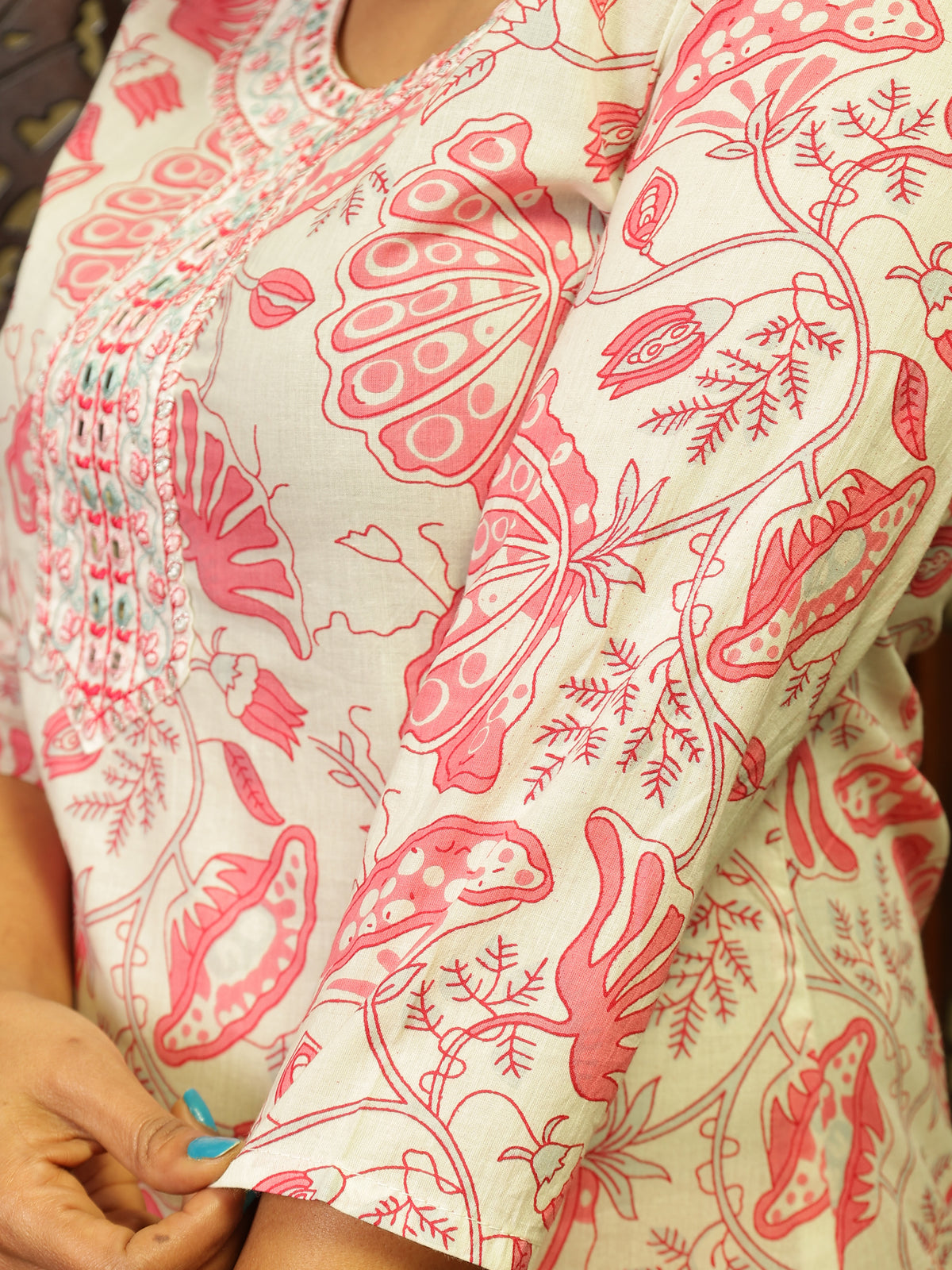 Pink Pure Cotton Kurta Pant Set