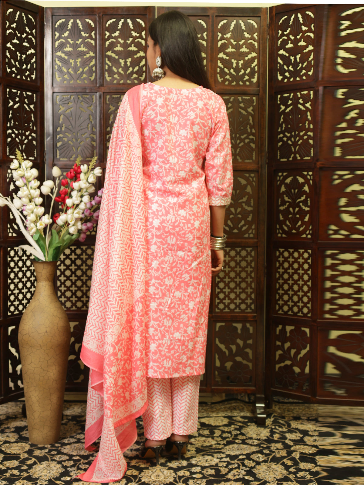 Jaipuri Pure Cotton Kurta Pant Set with Dupatta