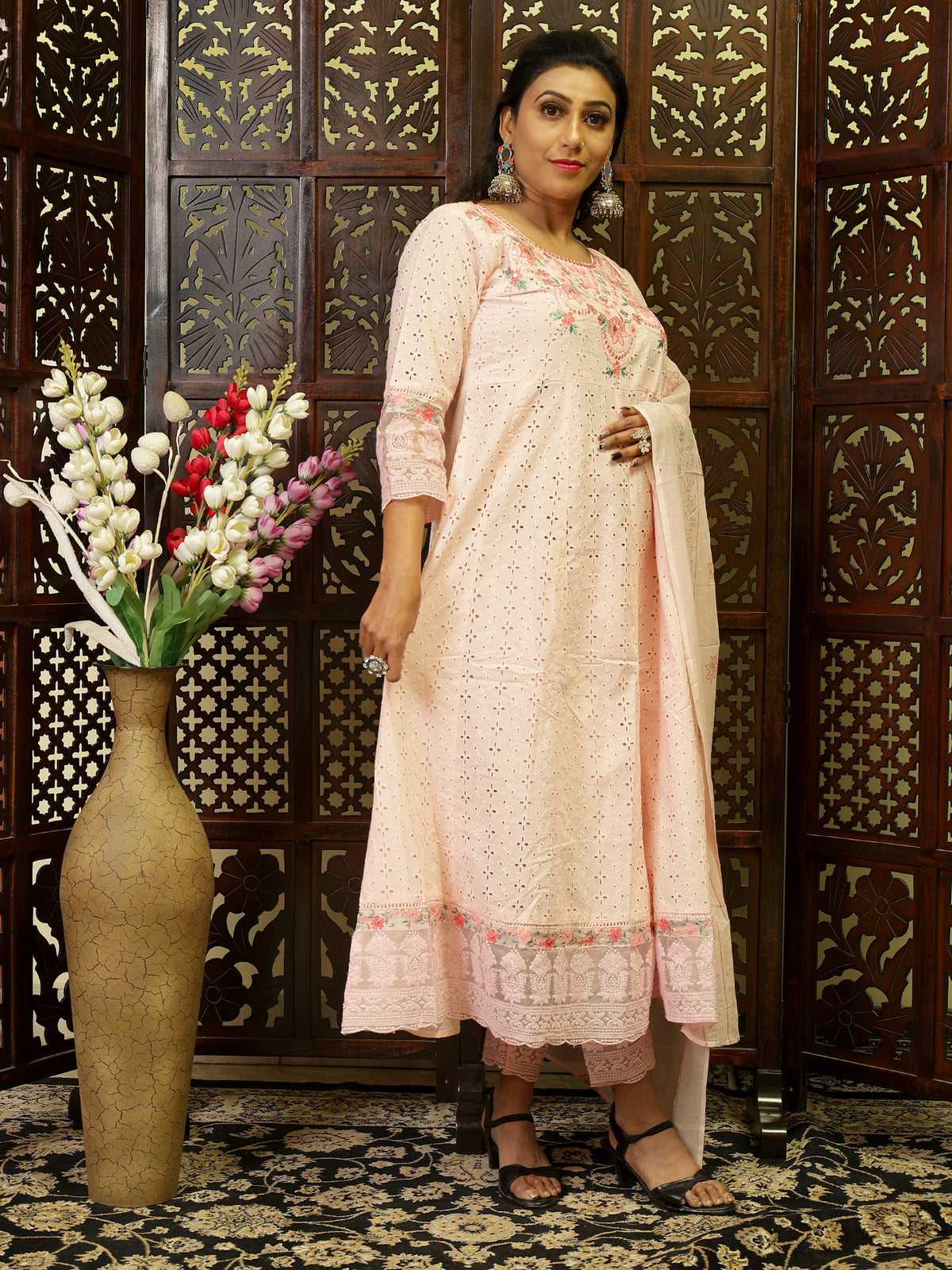 Pink Anarkali Kurta Set