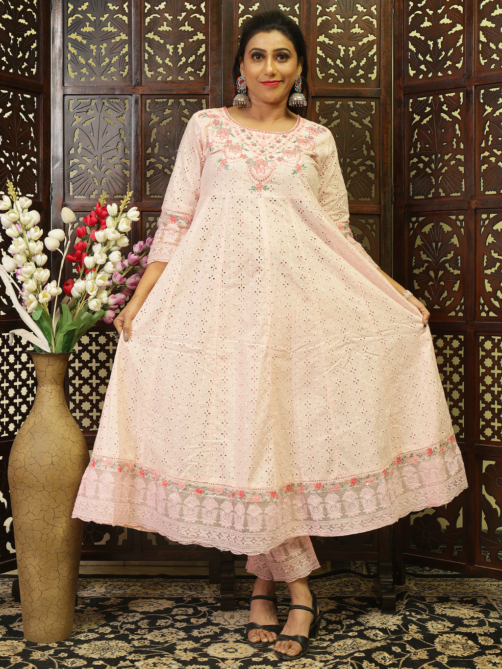 Pink Anarkali Kurta Set