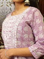 Jaipuri Cotton Anarkali Kurta Pant Set