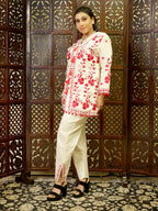 Pure Cotton Co-Ord Set (Red Embroidered)