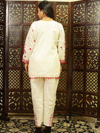 Pure Cotton Co-Ord Set (Red Embroidered)