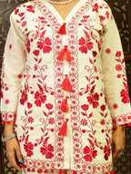 Pure Cotton Co-Ord Set (Red Embroidered)