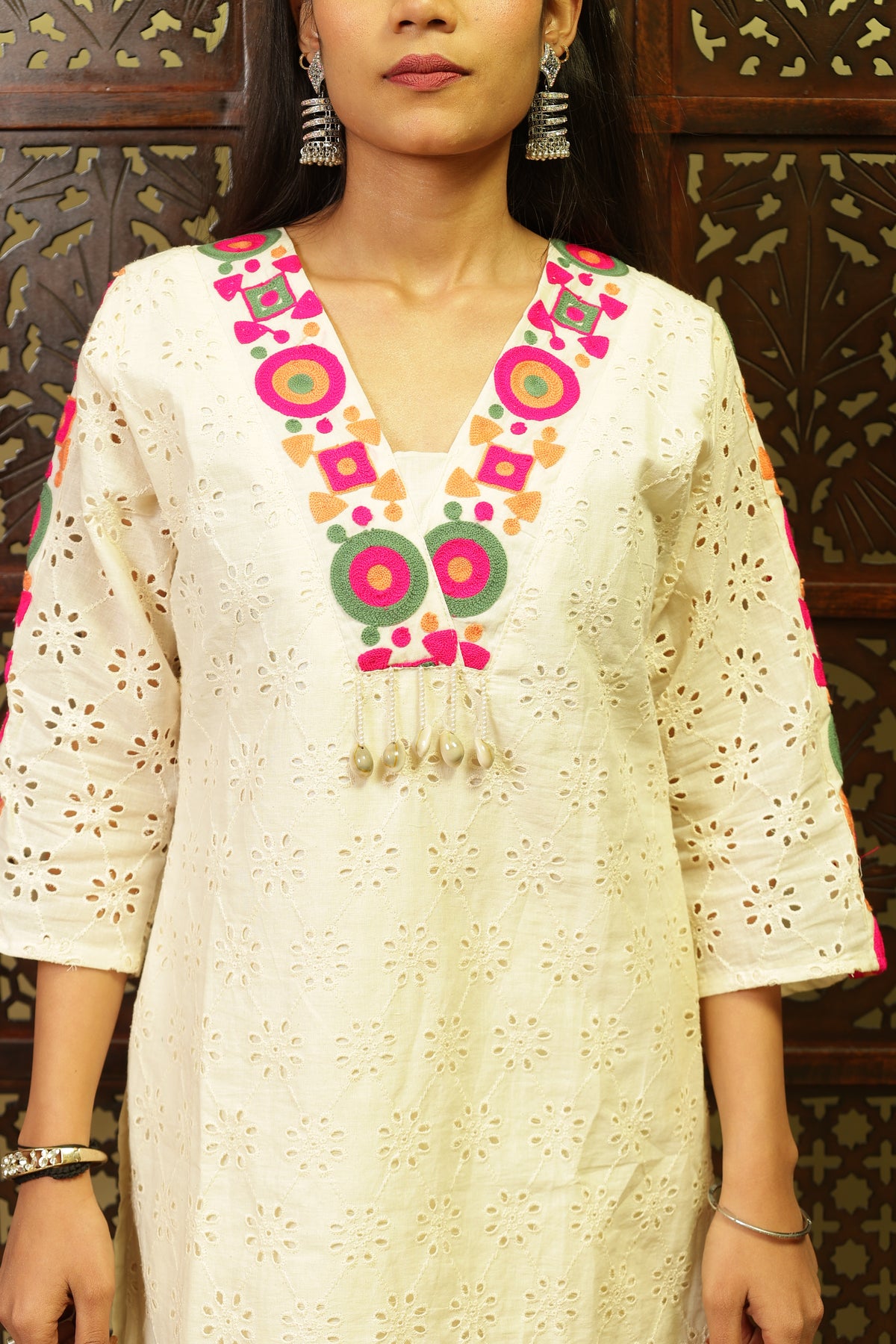 White chikankari Co-ord Set