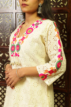 White chikankari Co-ord Set