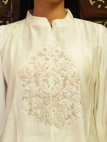 White Embroidered Co-Ord Set for women