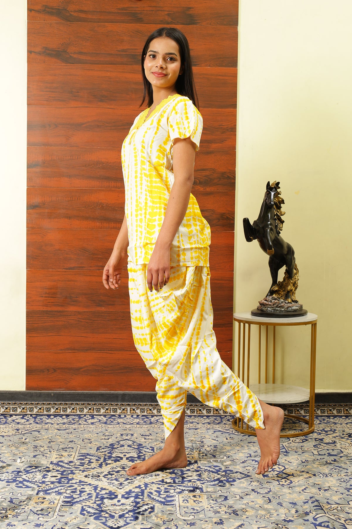 Yellow Tie & Die Night Suit