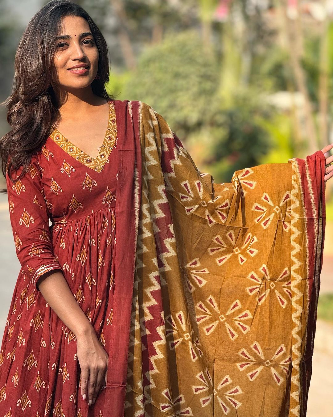 Red Kurta pant set with dupatta