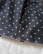 Ivory White Pure Linen Cotton Saree with Navy Blue Handprinted Motifs