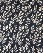 Ivory & Black Geometric Printed Pure Linen Cotton Saree with Contrast Leaf Print Pallu