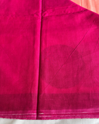 Peach Pink Pure Linen Cotton Saree with Multicolour Polka Dots & Wine Border