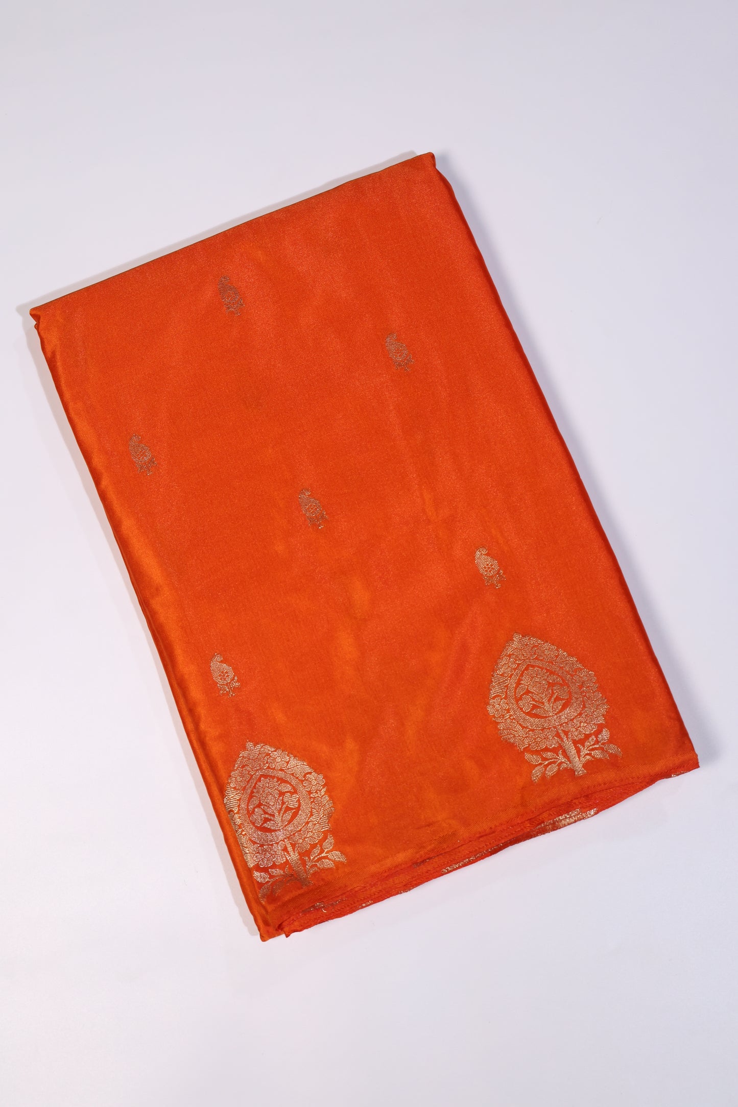 Satin Silk Saree (Orange)