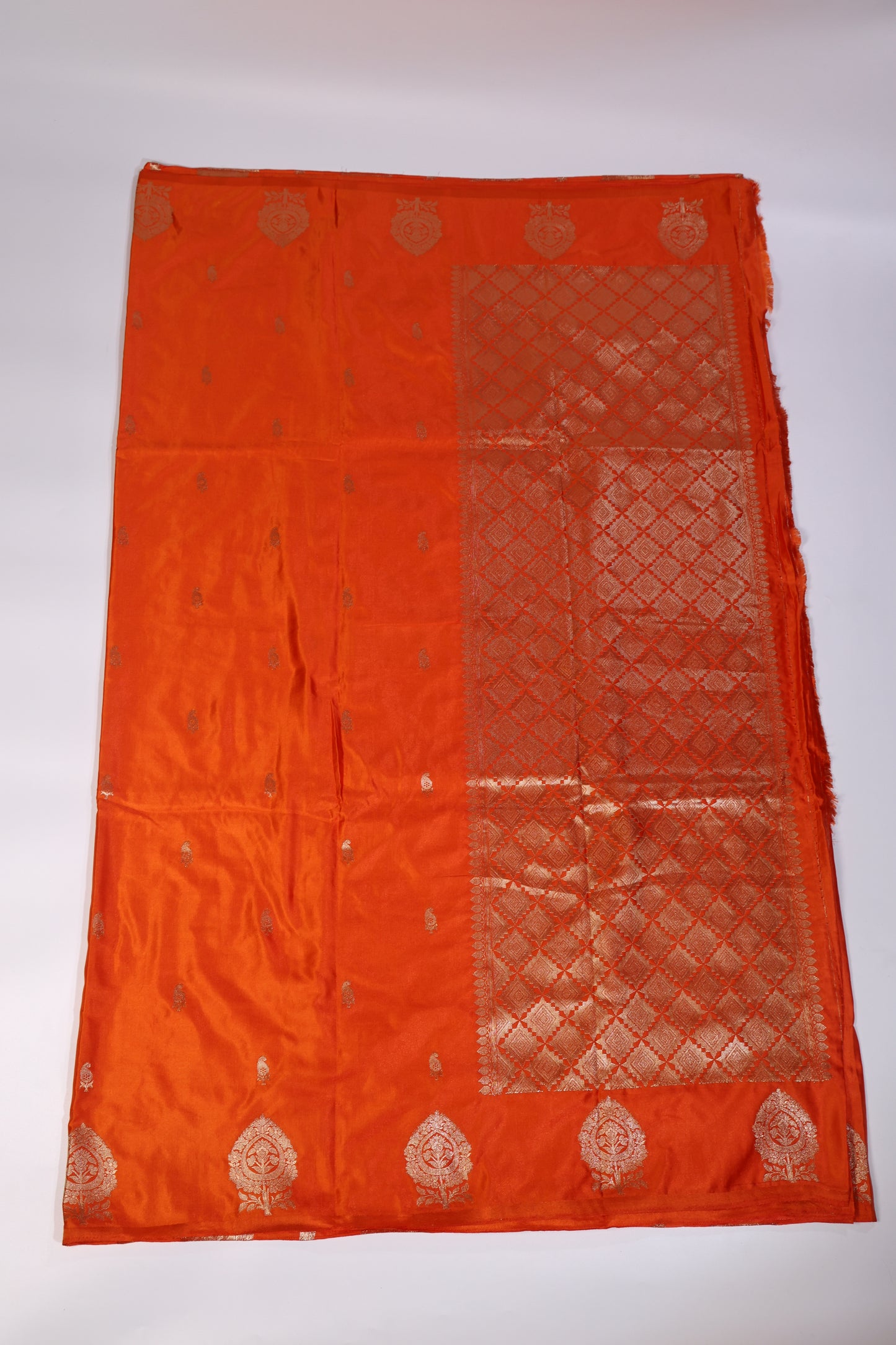Satin Silk Saree (Orange)