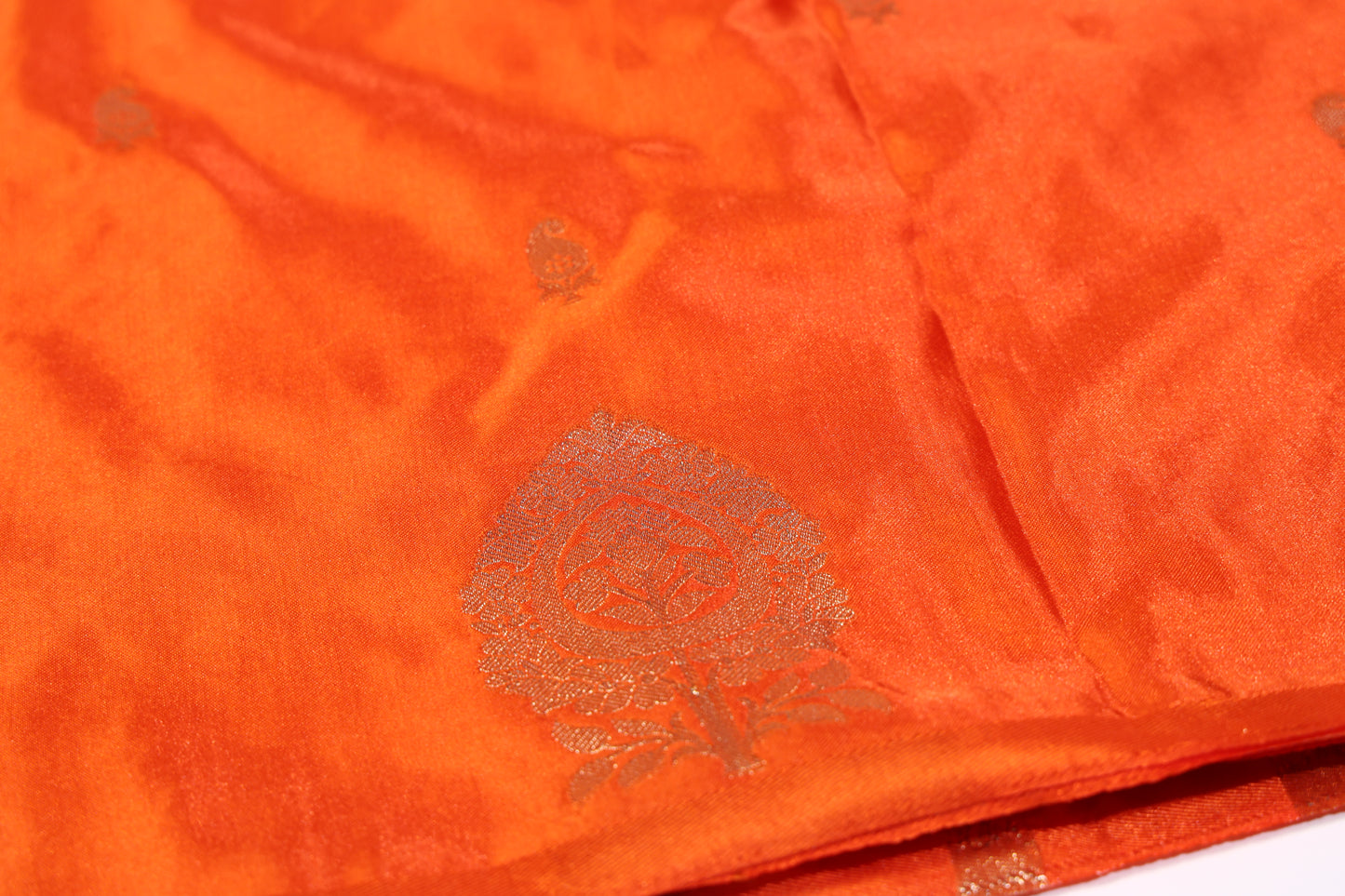 Satin Silk Saree (Orange)