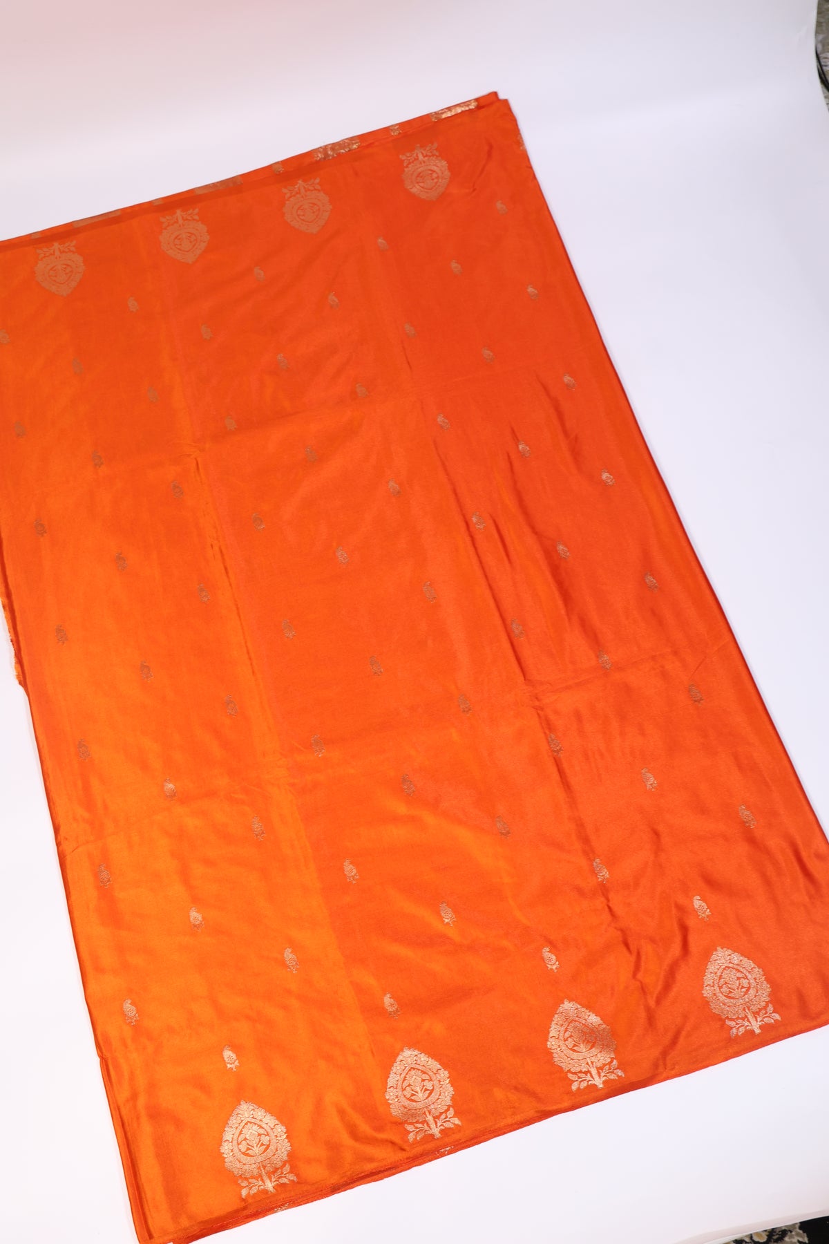 Orange  Satin Silk Saree 2