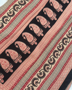 Classic Black Linen Cotton Saree with Red & Beige Hand Block Print
