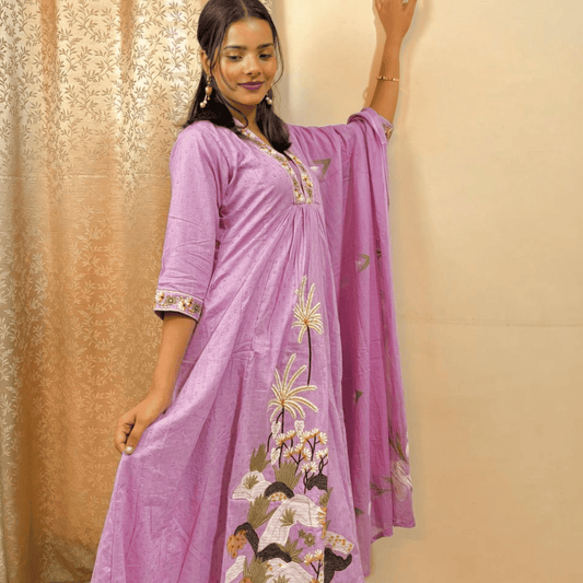 Lavender Anarkali Kurta Set