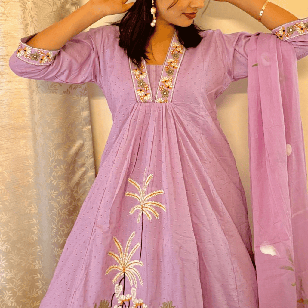 Lavender Anarkali Kurta Set