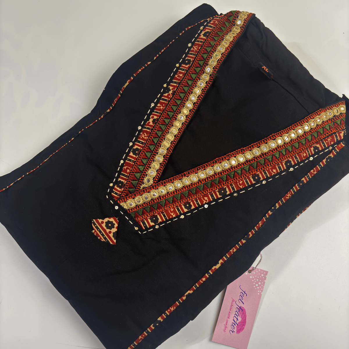 Black Pure Cotton Kurta Set