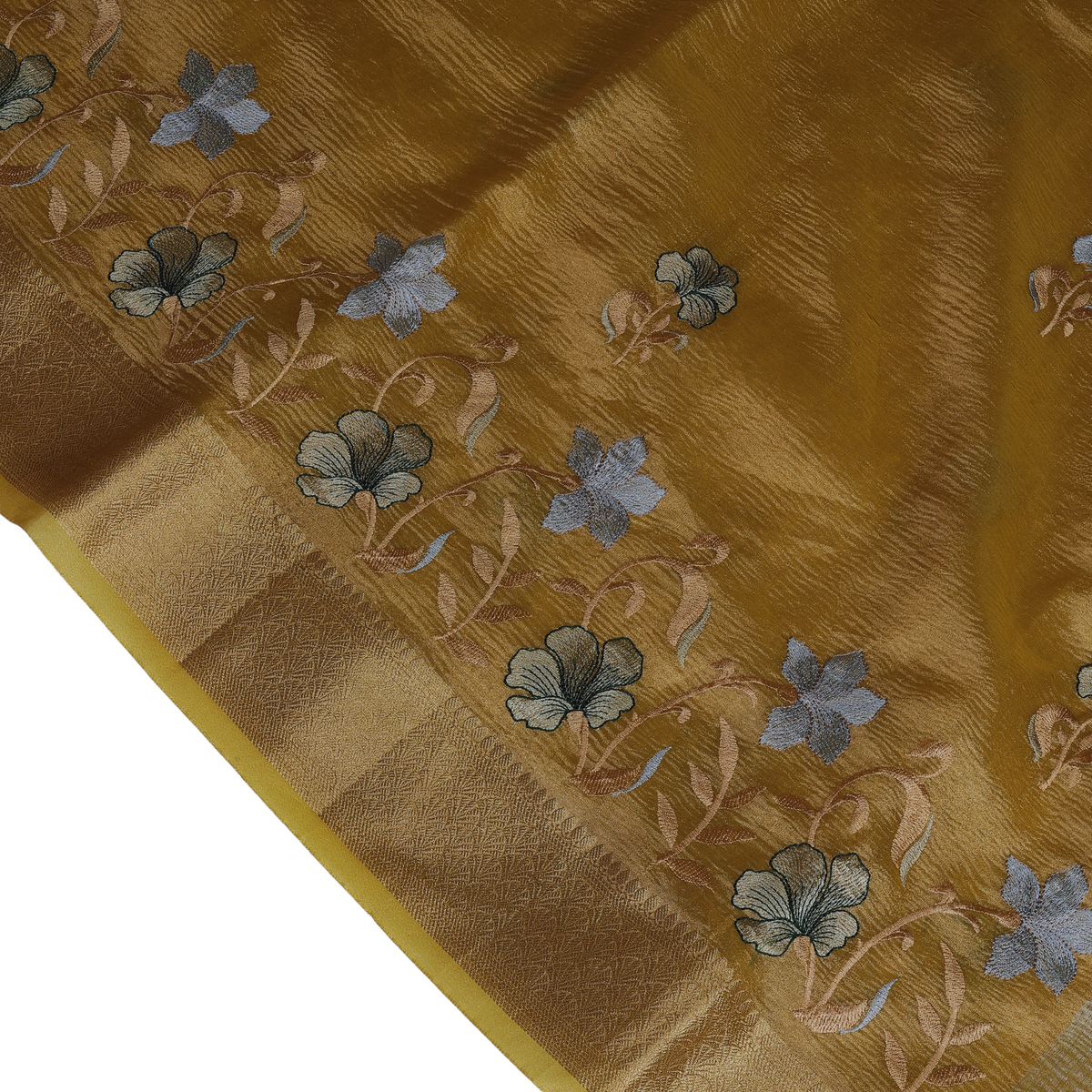 Premium Tissue Banarasi Silk Saree (Yellow Gold)