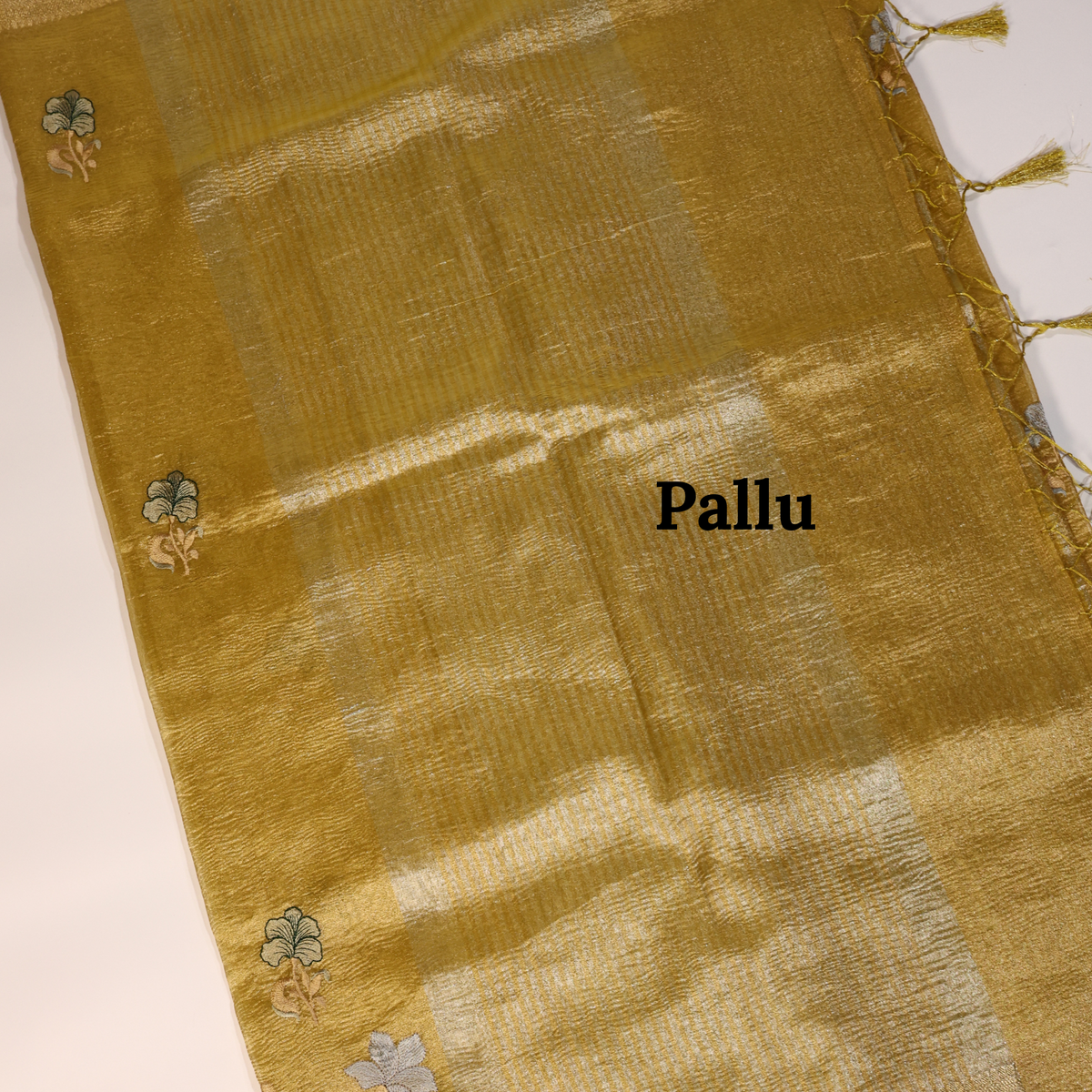 Premium Tissue Banarasi Silk Saree (Yellow Gold)