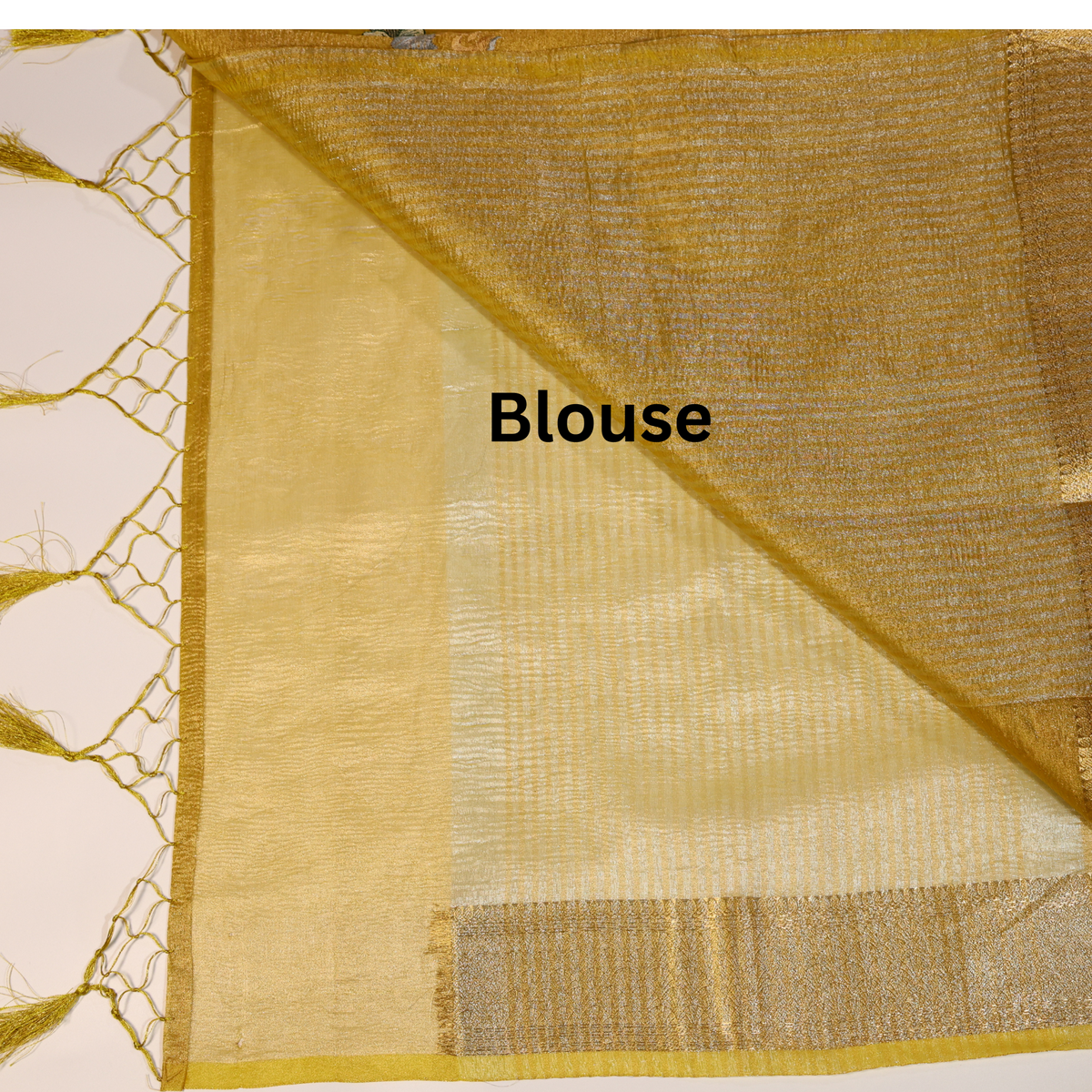 Premium Tissue Banarasi Silk Saree (Yellow Gold)
