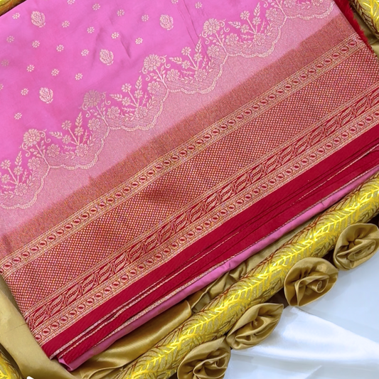 Pink Banarasi Silk Saree