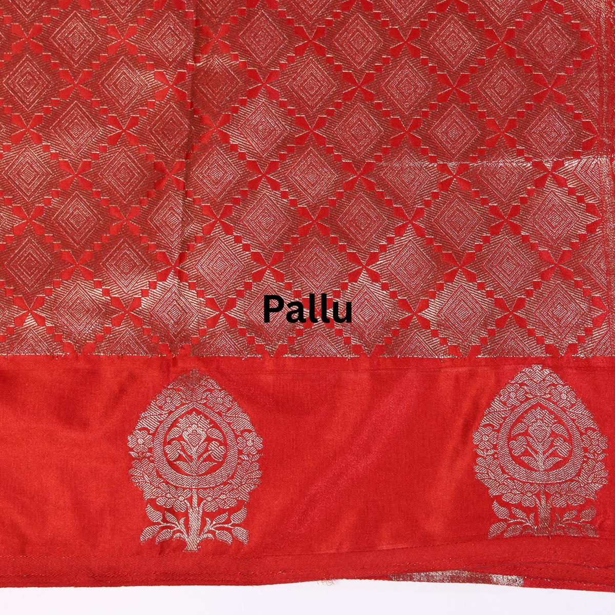 Red Satin Silk Saree 2
