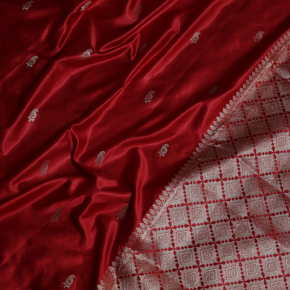 Maroon Satin Silk Saree