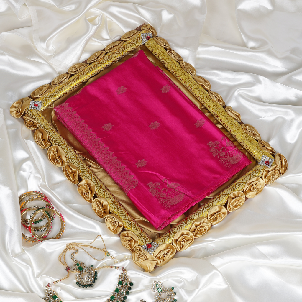 Magenta Satin Silk Saree