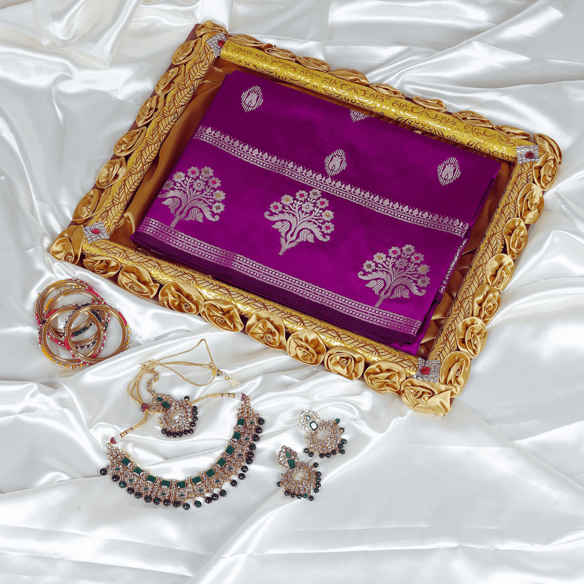 Pure Banarasi Katan Silk Saree (Purple)