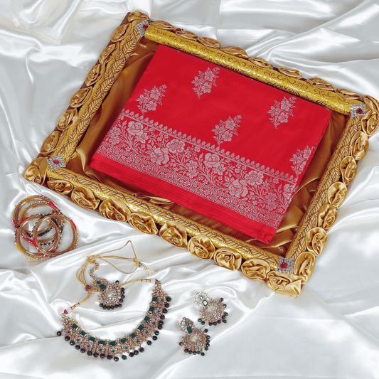 Red Katan Silk Saree