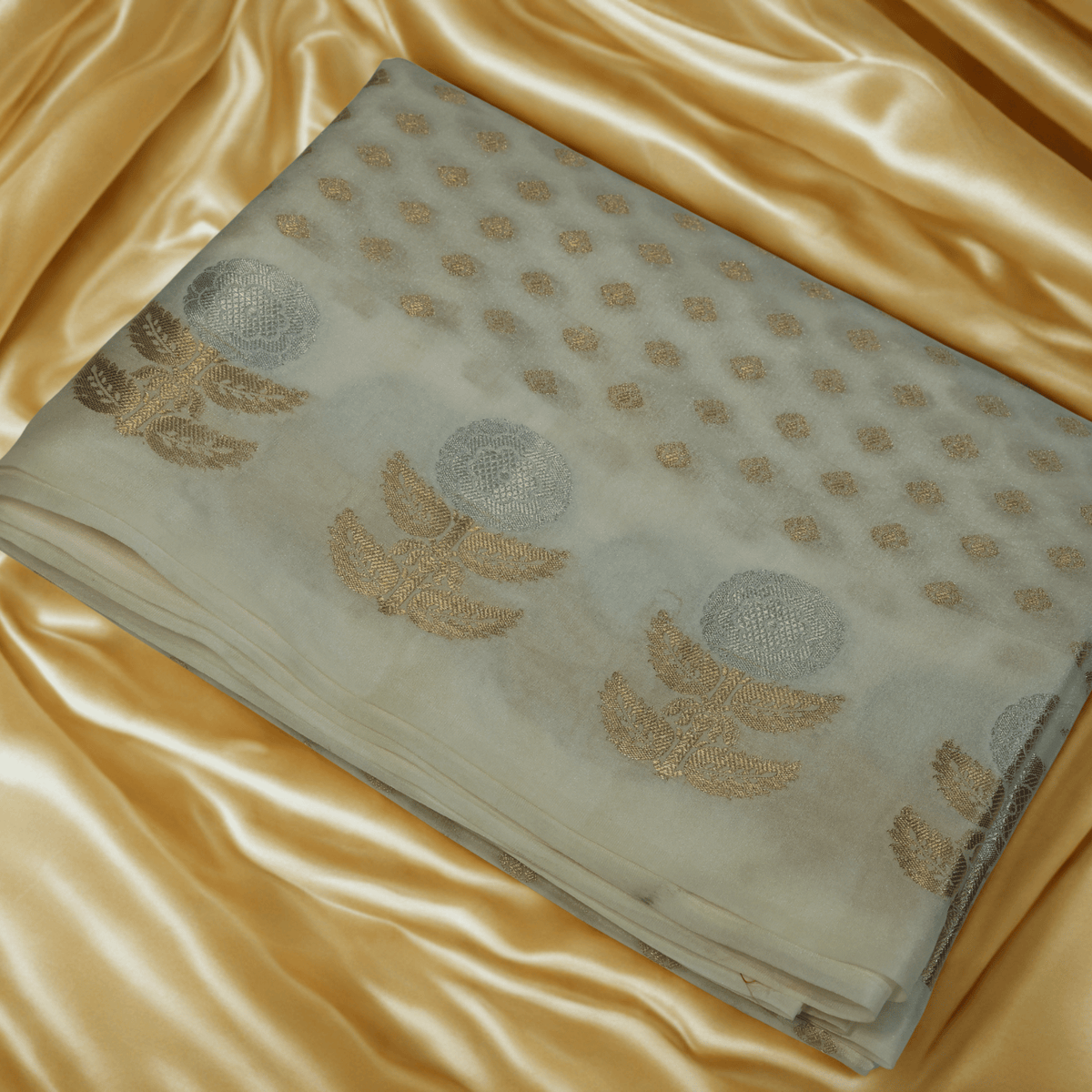 Off White Banarasi Silk Saree