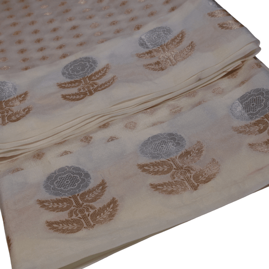 Off White Banarasi Silk Saree