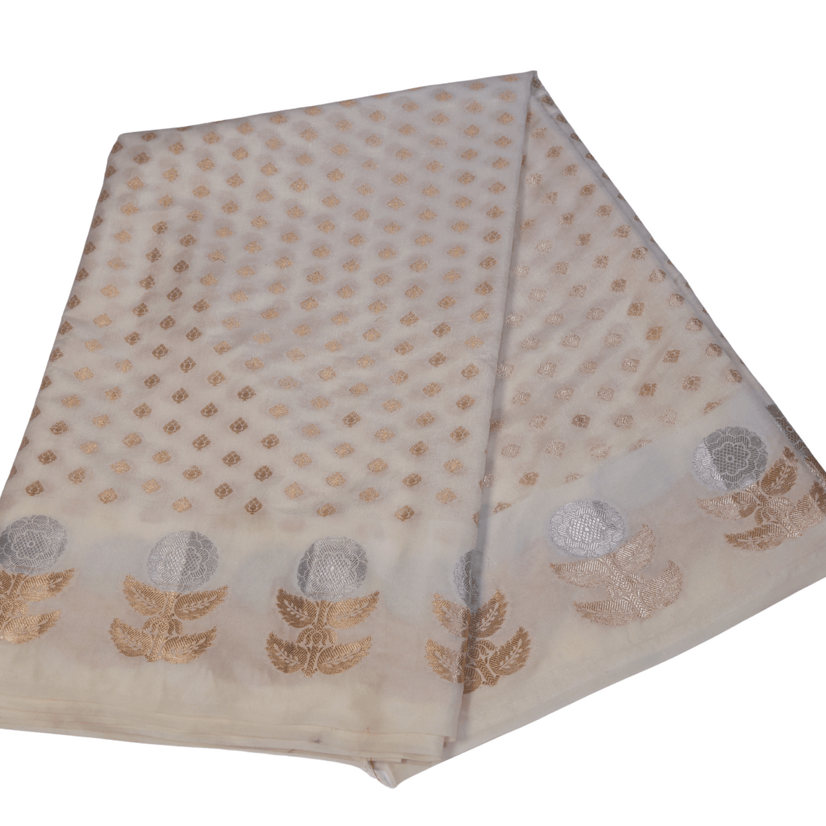 Off White Banarasi Silk Saree