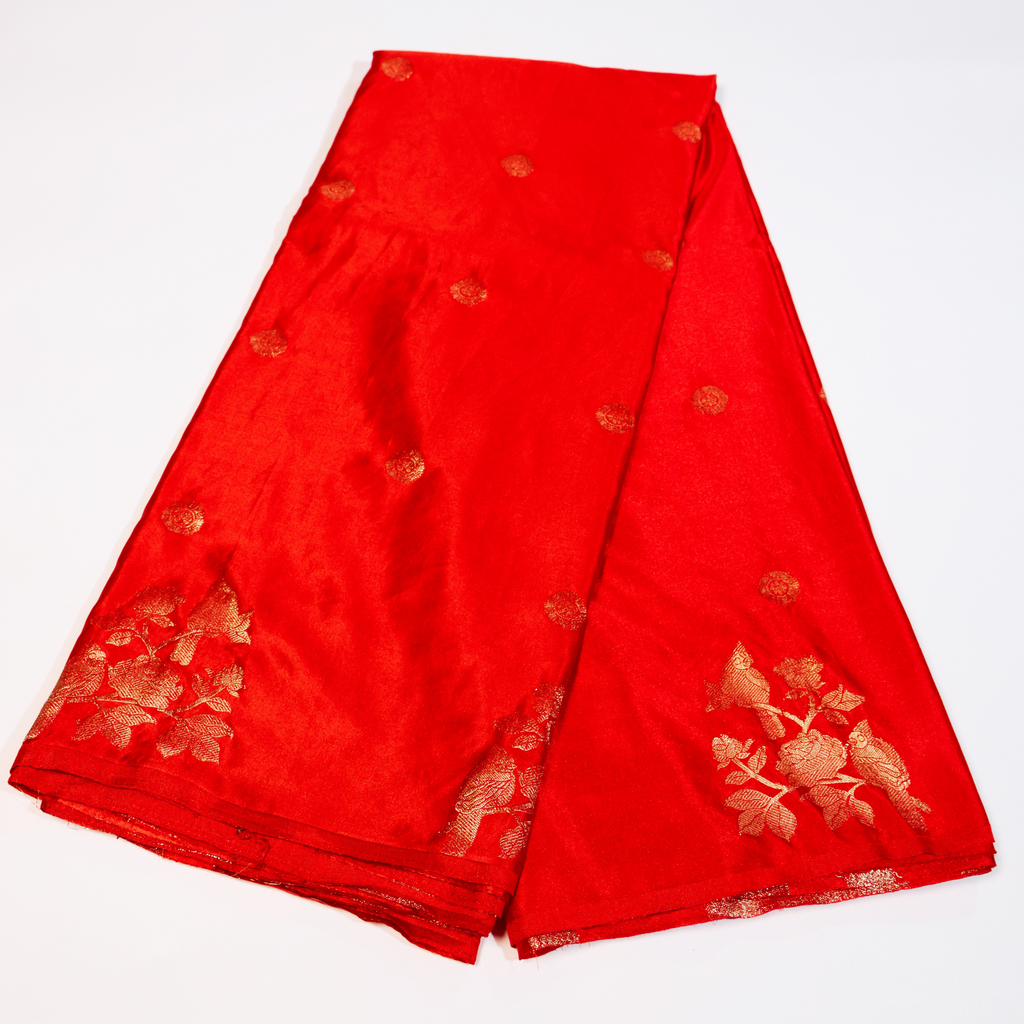 Red Pure Banarasi Satin Silk Saree (Red)