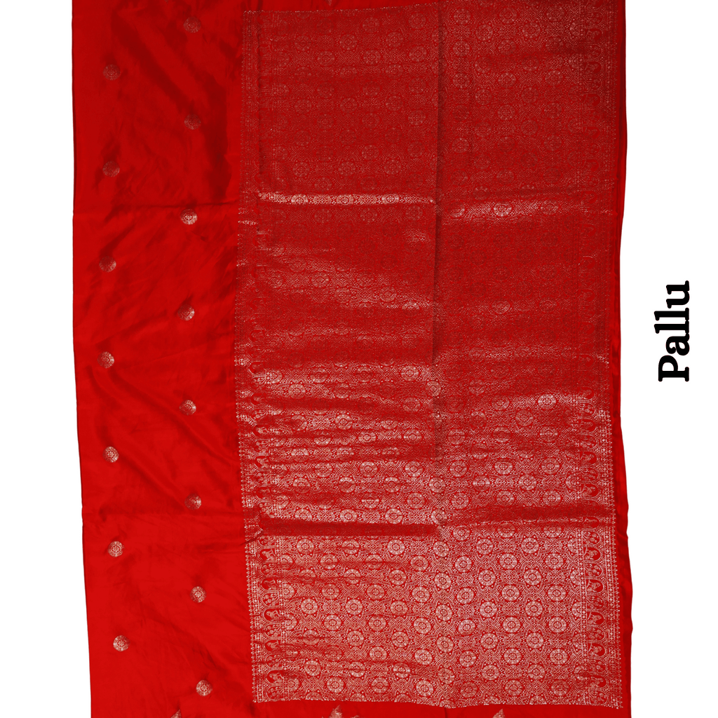 Red Pure Banarasi Satin Silk Saree (Red)