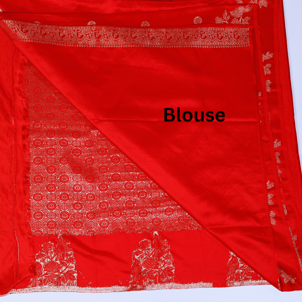 Red Pure Banarasi Satin Silk Saree (Red)