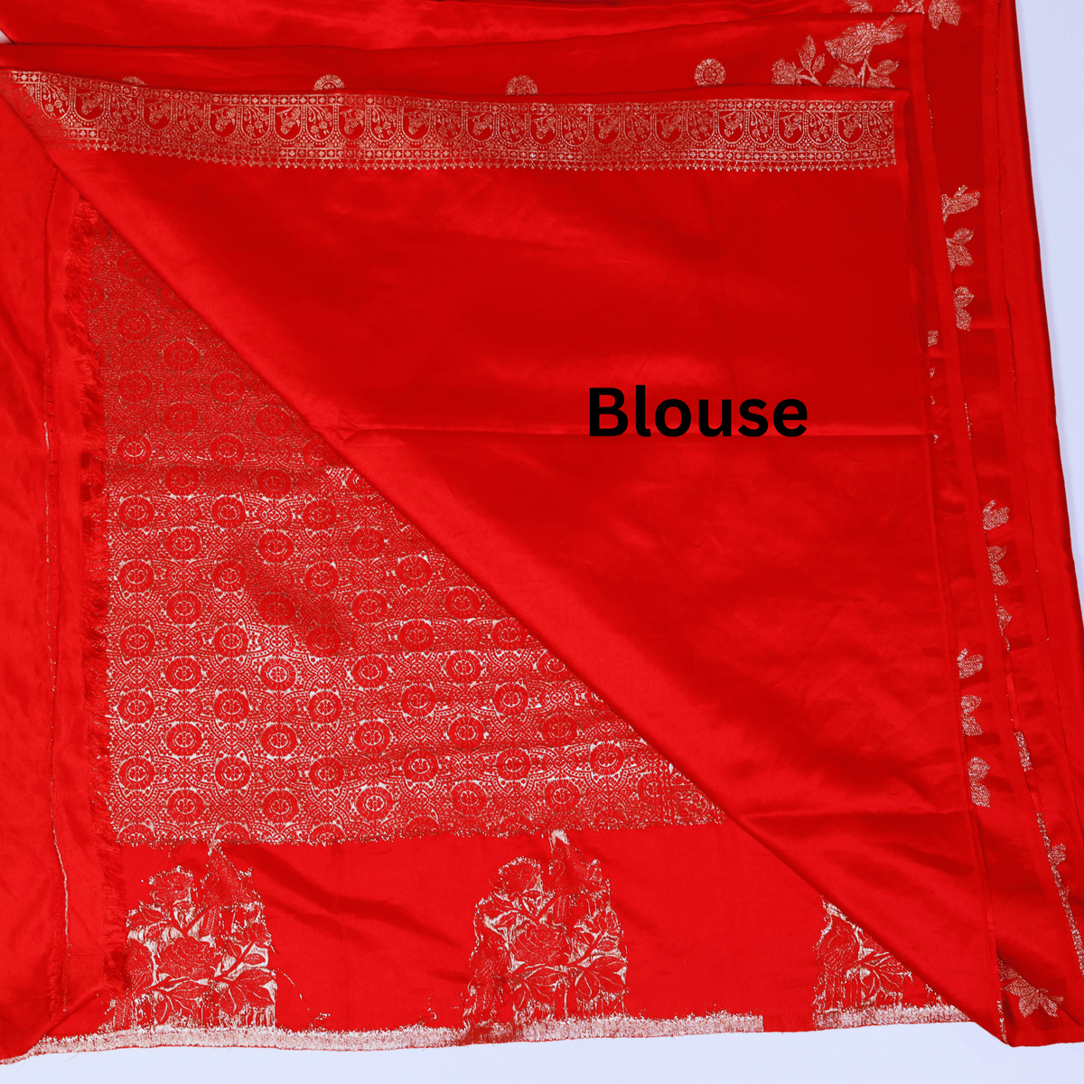 Red Pure Banarasi Satin Silk Saree (Red)