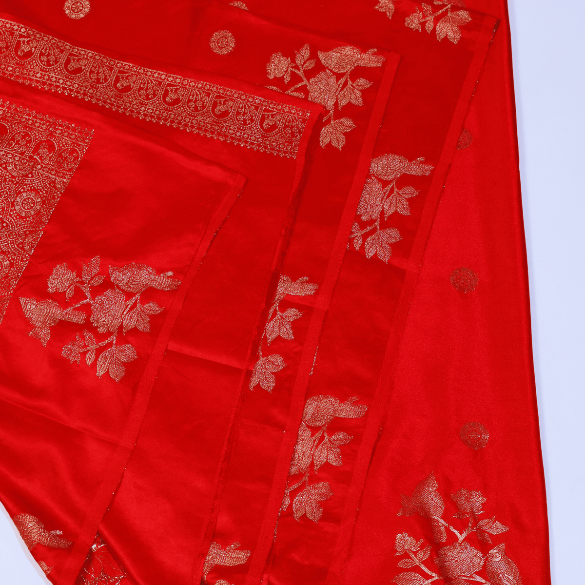 Red Pure Banarasi Satin Silk Saree (Red)
