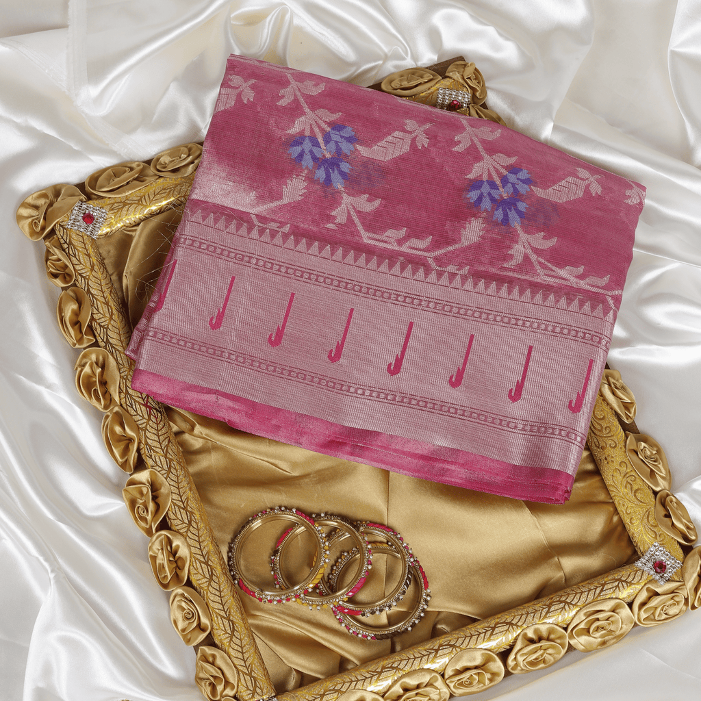 Pink Tissue Banarasi Silk Saree