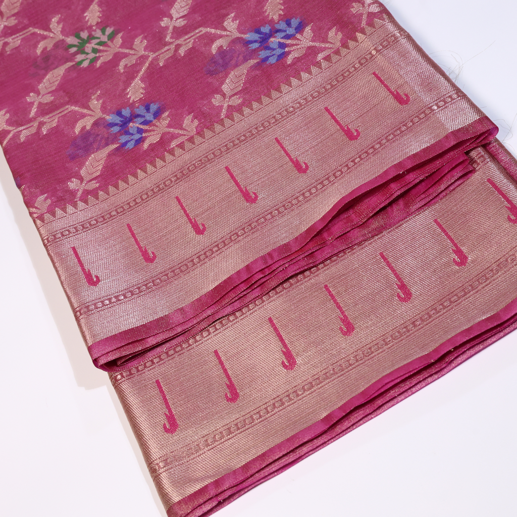 Pink Tissue Banarasi Silk Saree