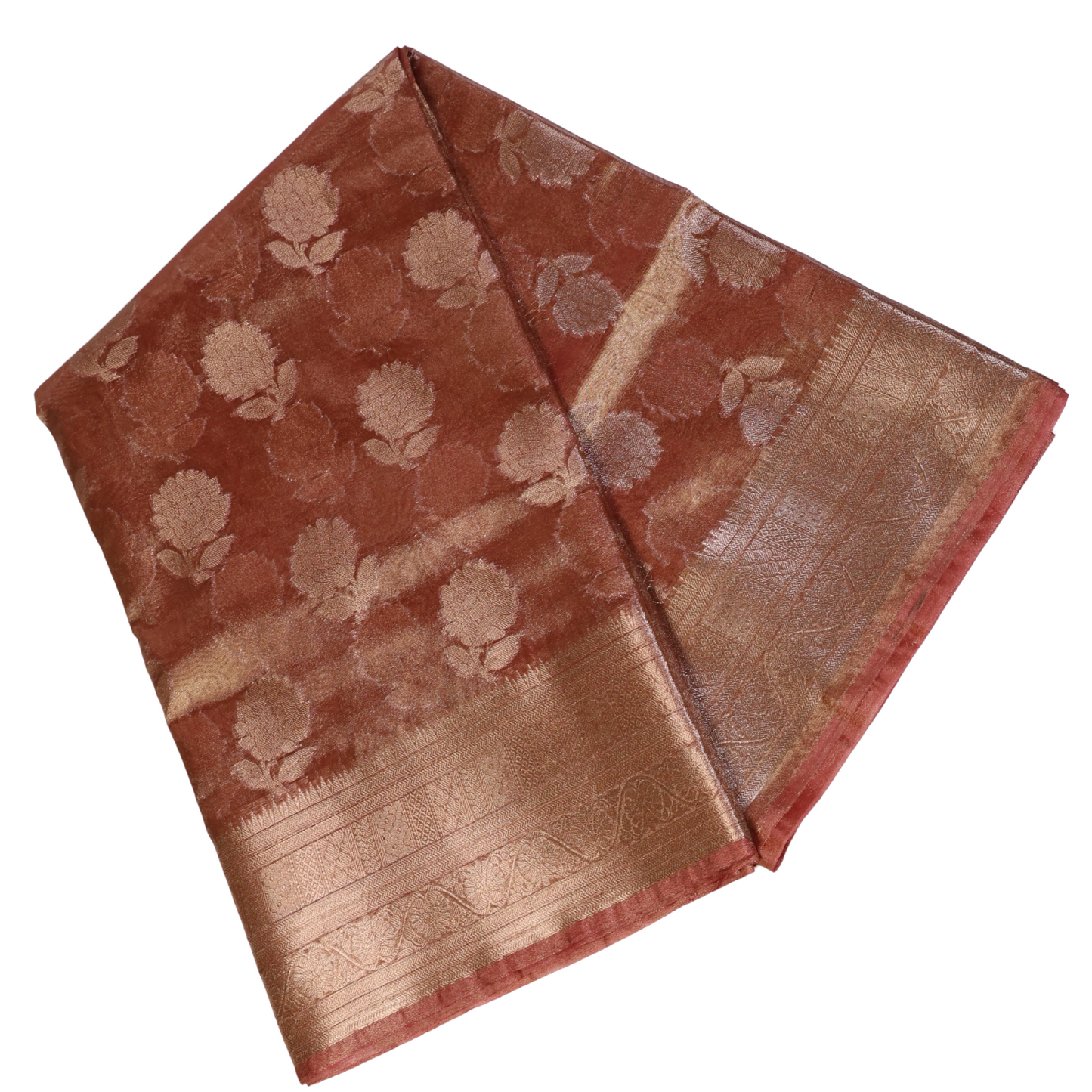 Tissue Banarasi Silk Saree (Rose Gold)