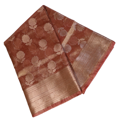 Tissue Banarasi Silk Saree (Rose Gold)