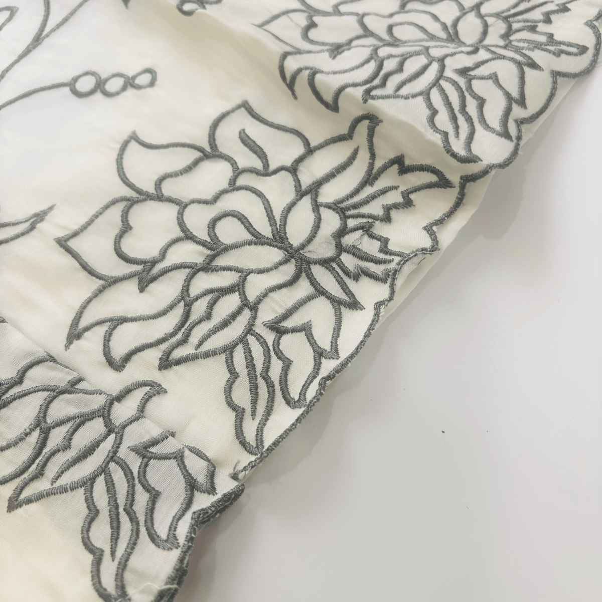 Off White Embroidered Maheshwari Silk Suit Set