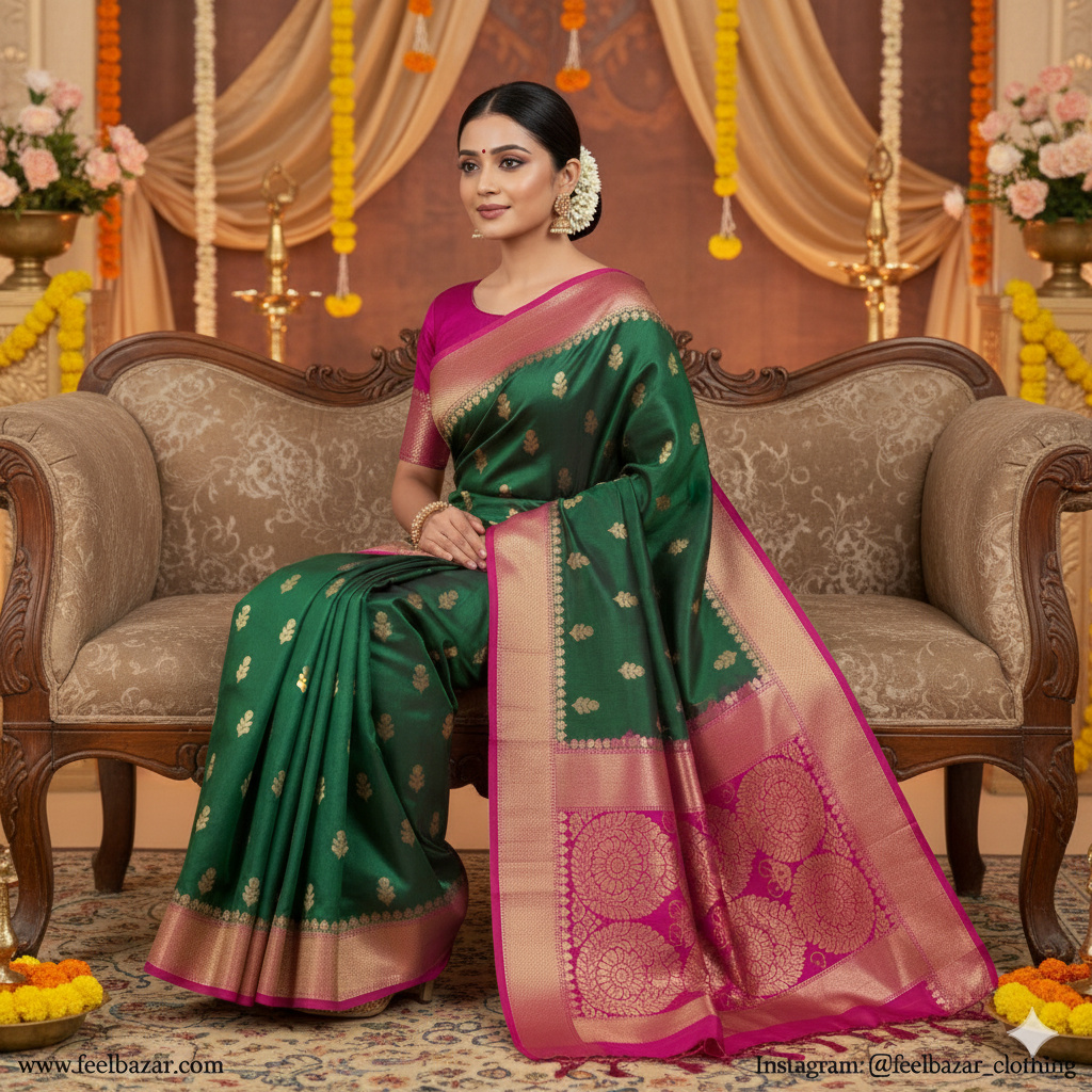 Green Banarasi Silk Saree