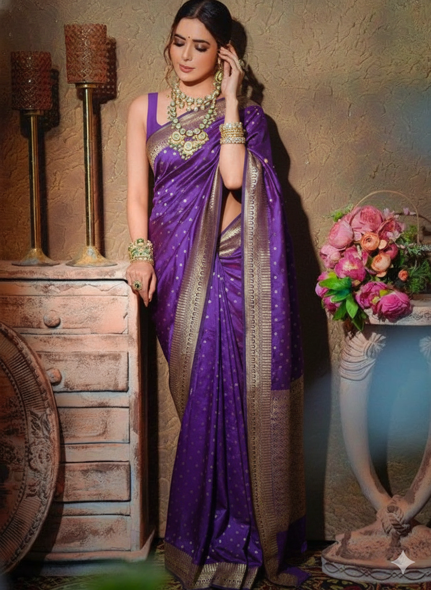 Premium Katan Silk Saree (Blue)