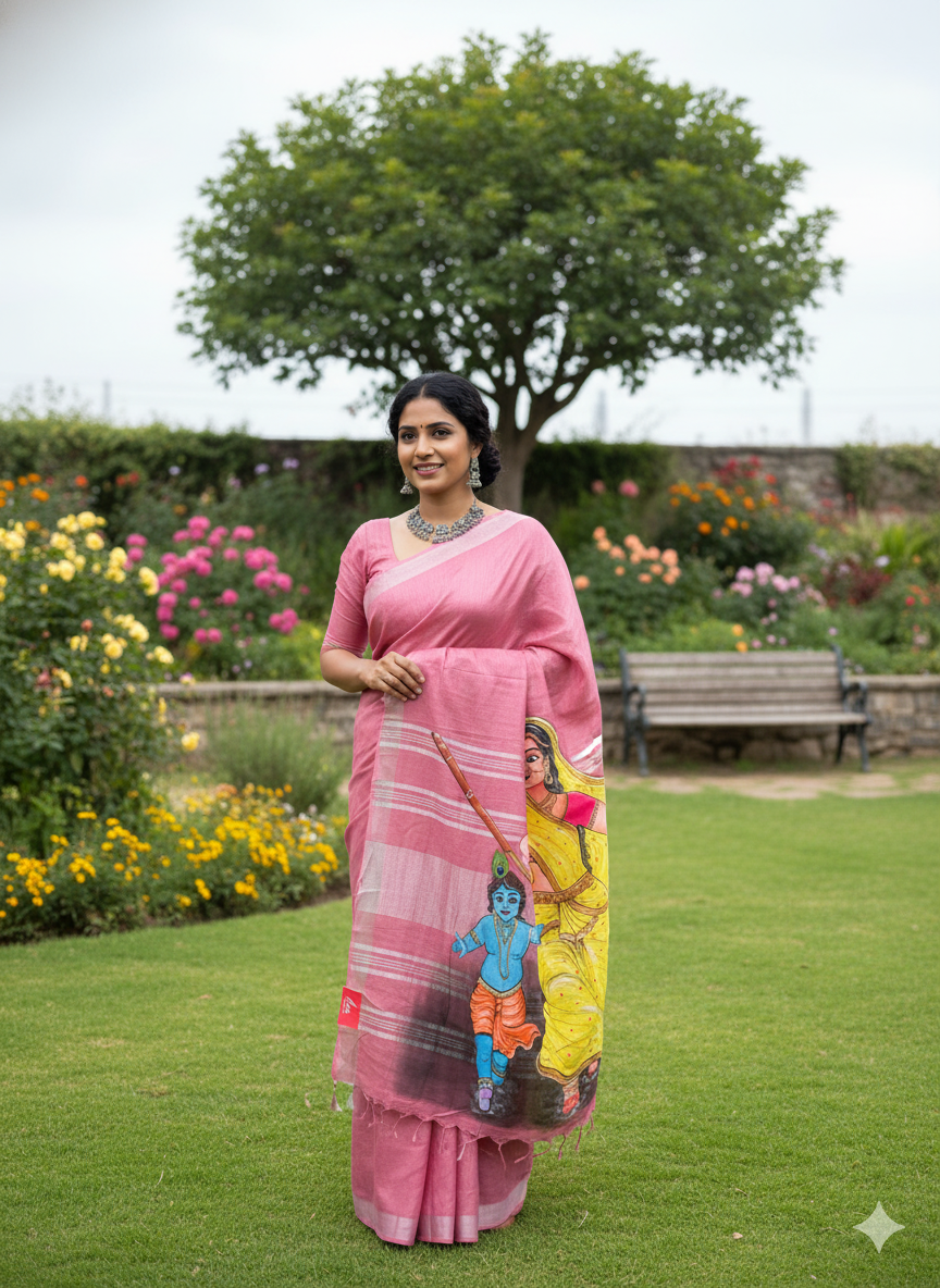 Hand-Painting Saree (Bal-Krishna)