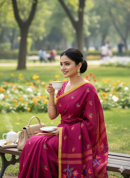 Pure Jayshree Linen Saree (Red)